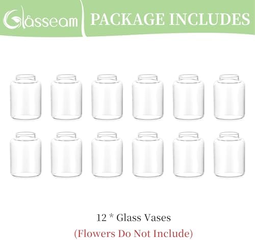 Glasseam Bud vases Set of 12: Glass Vases for Centerpieces Modern Small Vases for Home Table Shelf Wedding Party Decoration - Clear Vase for Flowers Stem Roses Tuilps Cuttings - Image 7