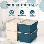 Menkxi 4 Pcs Storage Bins with Lids, Beige, Blue, Small - Image 3