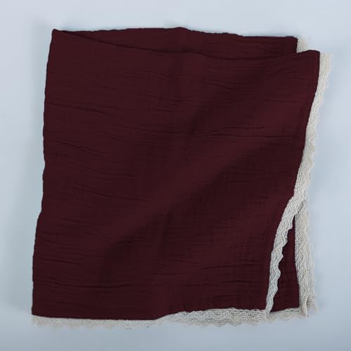 FINGERCRAFT Lace Cloth Napkins, Cotton Gauze, Set of 12, 20x20 in,Chocolate - Image 5