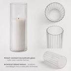 Sandraheer 24 Ivory Pillar Candles and Ribbed Hurricane Glass Candleholder - Image 4