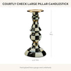 MACKENZIE-CHILDS Pillar Candlestick, Large, Black-and-White Courtly Check - Image 4