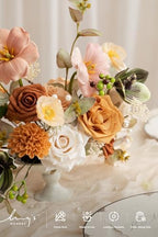 Ling's moment Fake Flowers Box, Faux Artificial Greenery Stems Foam Roses Tulip Silk Poppy Fabic Flower for Centerpieces Bouquet Wedding Floral Vase Table Decorations, Apricot & Peach, Grand Combo - Image 3