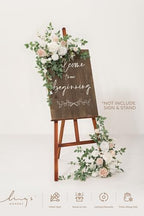 Ling's moment Welcome Sign Flowers, Wedding Floral Swag, White and Sage - Image 2
