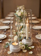 NUPTIO Hurricane Taper Candle Holders with Wax Catchers, Dripless, Set of 2 by Nuptio