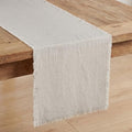 KINGSTONE 14 x 90 Inches Frayed Edge Table Runner, 270G Heavyweight Sand Washed Slub Texture Cotton Linen for Modern Farmhouse, Rustic Home Decorations Dining Room Wedding Boho Decor, Natural by KINGSTONE