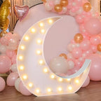 Maxcheck 4FT Moon Marquee Sign Decor Large Light up Moon Lights with Bulb Light String Foam Marquee for Valentine's Eid Birthday Engagement Baby Shower Party Decorations by Maxcheck