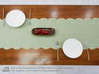 100% Natural Linen Rustic Scalloped Embroidery Table Runner 72 Inches Long, Linen Table Runner 14 x 72 Inch for Dresser and Dining Tables Decor, 4-6 Sets, 14''x72'', Sage Green(Edges-Gold) - Image 4