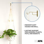 Ilyapa 3 Pack Metal Wall Plant Hangers - 7 Inch Plant Hanger for Indoor - Rustic Brass Finish Hooks for Hanging Plants, Baskets, and Macrame - Indoor Hangers for Plants, Lanterns or Wind Chimes - Image 5