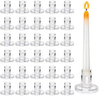 36 Pack Clear Glass Taper Candle Holders, 2.5 Inch Small Candlestick Stands for for Candle Sticks Christmas Party Living Room Dinner Advent Decoration (36) by CAYOREPO