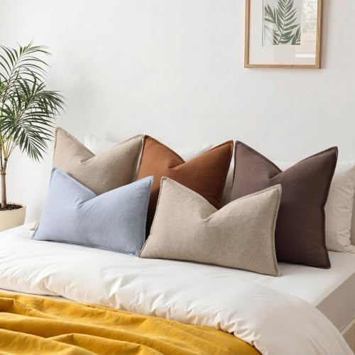 decorUhome Fall Sky Blue Linen Throw Pillow Covers 18x18 Set of 2 - Image 6