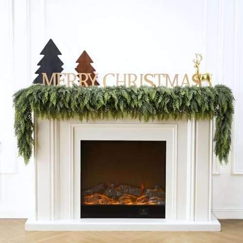 6 Ft Christmas Cedar Garland, Realistic Faux Pine Garlands, Green Artificial Greenery Garland for Winter Home, Mantle, Fireplace, Indoor, Outdoor Christmas Decorations (1Pcs) by Unknown