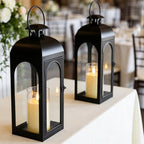 Lantern Decorative Indoor & Outdoor, 16.25IN Large Hanging Candle Lanterns, Black Metal Decorative Candle Lanterns, Waterproof Hanging Lantern for Porch Patio Wedding Home - Image 6