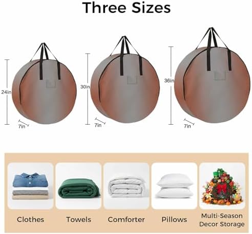 Ombre Abstract Round Storage Bag 24 Inch, Gradient Burnt Orange and Gray Clothes Storage Container with Handles Heavy Duty Organizer for Comforter, Bedding & Holiday Wreaths - Image 7