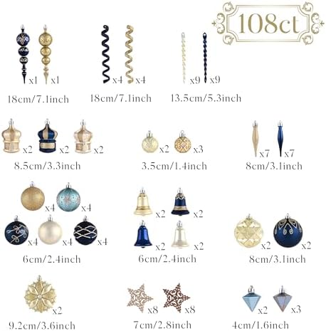 Valery Madelyn 108ct Christmas Tree Decorations Ball Ornaments Set - Image 3