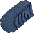 HOMBYS Quilted Placemats Set of 6 Washable Round Placemats for Kitchen Table-100% Cotton Fabric 14 Inch Round Table Mats, Cotton Fabric with Microfiber Filling, (14"x14", Sapphire Blue) by HOMBYS