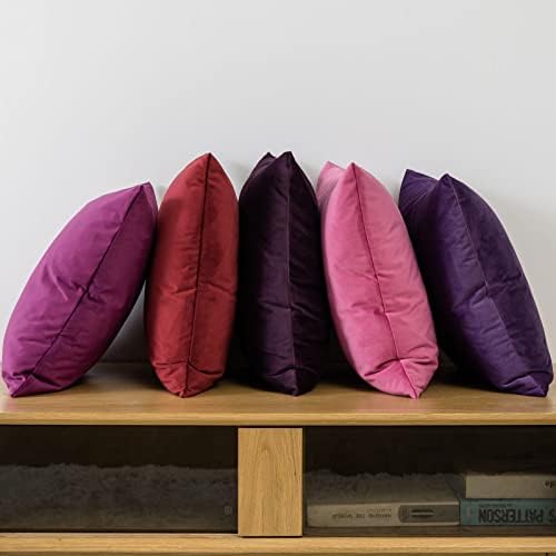 JUSPURBET 28x28 Euro Velvet Throw Pillow Covers Set of 2,Eggplant Purple - Image 3