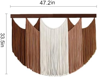 Jditngp Large Macrame Wall Hanging Tapestry,Boho Wall Art Decor Chic Bohemian Handmade Cotton Rope Woven Tapestry Home Decoration for Living Room Bedroom Apartment (47.2"WX33.5"L)Brown Beige Tassels - Image 2