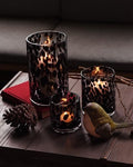 Glass Hurricane Candle Holder Set, Black Tortoise, 3 Piece by ARIAMOTIONLIGHTING