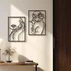 Bakovity Black Metal Wall Art, Abstract Flower Line Decor, 4pcs 22.5x16 in - Image 6