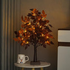2FT Lighted Birch Tree with Green Leaves, LED Tabletop Christmas Tree, USB/Battery Powered Light Up Tree with Auto Timer for Indoor Holiday Desk Home Decor - Image 3
