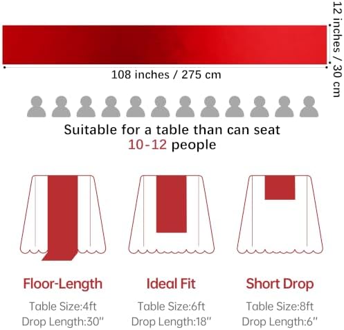Aneco 16 Pack Christmas Satin Table Runner 12 x 108 Inch Xmas Red, Black Green Long Wedding Satin Silk Table Runner for Wedding Banquet Graduations Birthday Christmas Party Decoration - Image 2