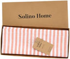 Solino Home 100% Linen Table Runner, 14 x 120 in, Orange and White Striped - Image 5