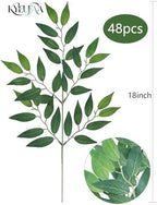 48Pcs Italian Ruscus Greenery Stems Bulk, Artificial Silk Green Leaves Garland, 20"Fake Branches, Hanging Plants Spray Vines for DIY Wedding Arch Bouquet Table Centerpieces Vase Filler Home Decor - Image 6