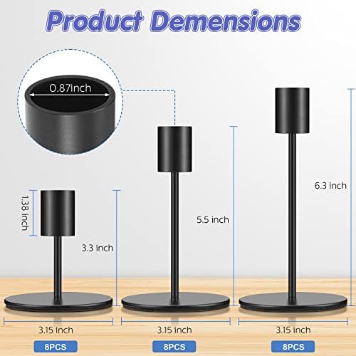 Sieral Candle Holders Bulk Taper Candlesticks Holders Set Modern Decorative Metal Candelabras for Wedding Anniversary Home Dinning Table Centerpiece Xmas Party Decor(Matte Black,24 Pcs) - Image 3