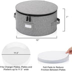 Stack Store Plus More China Storage Container for Dinner Plate - Fit plates up to 11.5" W - Includes 12 Thick Felt Dividers. Hard Shell and Stackable with Padded Interior - Image 2