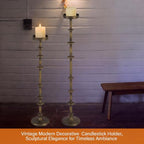 Maxdot Bronze Metal Pillar Candle Holder 36" 29" Tall Decorative Taper Candle Stand Set of 2 Vintage Floor Candlestick Holde for Housewarming Wedding Christmas Halloween Living Room - Image 7