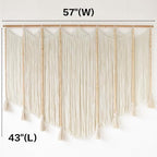 Jakalin Macrame Wall Hanging White Beads Yarn Art Boho Home Decor 57"x43" - Image 5