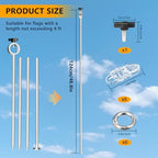 Adjustable Flag Straightener Rod and Detangler Kit with Strong Non-Slip Clips, for 0.7-1.1 Inch Diameter Flagpole, Stopping Flag Tangling Around Pole in Windy Conditions（2 Pack, Silvery） - Image 2