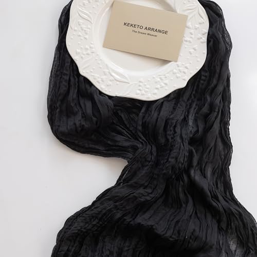 6Pcs Halloween Holiday Black Cheesecloth Table Runner 120 Inch for Decor - Image 5