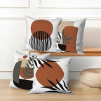 Bohemian Abstract Throw Pillow Covers 24"x24" Set of 4, Boho Minimalist Geometric Sunset Leaves Cushion Cover for Sofa Chair Couch Bed Office Garden Patio Farmhouse Indoor Outdoor - Image 3