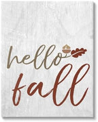 The Stupell Home Decor Collection Hello Fall Oak Leaves and Acorn Oversized Stretched Canvas Wall Art, Proudly Made in USA by StupellIndustries