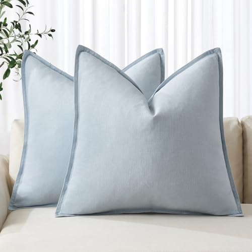 MIULEE Decorative Linen Pillow Covers 20x20 Inch Light Blue by MIULEE