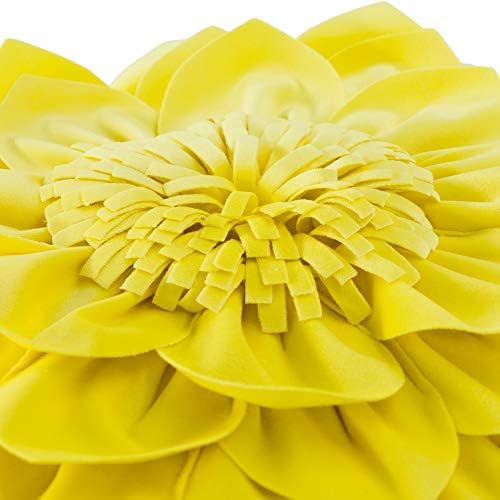 OiseauVoler 3D Flower Throw Pillow Cases Decorative Cushion Covers Soft Velvet Pillowcases Home Sofa Car Bed Room Decor 18 x 18 Inch Egg Yellow - Image 4
