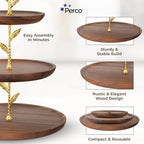 Perco 3 Tier Wooden Cupcake Stand, Walnut Wood Tiered Display Stand for 20 Cupcakes – Rustic Dessert Table Display Set, Tiered Serving Tray for Weddings, Birthdays, Baby Showers & Events - Image 3