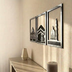 iwa concept Masjid Al Aqsa, Kaaba & Masjid An-Nabawi Islamic Wall Art, Wooden Blessed Places Islamic Wall Decor, Gift for Muslims at Ramadan Eid (Large, Silver | All Three) - Image 7