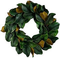 Serene Spaces Living Artificial Magnolia Leaf Garland and Wreath, Ideal to Hang at Wedding, Store Display, Window Sill, Fall Decor, Holiday Décor (24" Green & Brown Magnolia Wreath) by SereneSpacesLiving