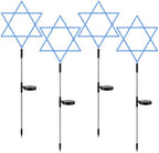 Fumete 4 Pack Hanukkah Outdoor Decorations, Solar Lights Star of David Blue by Fumete