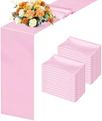 24 Pack Pink Satin Table Runners 12 x 108 Inch Reusable Seamless Design by COSINIA