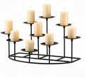 9-Tier Fireplace Candelabra Candle Holder, Modern Geometric Matte Black Metal Candle Stand with Stable Curved Base, 9 Pillar Candle Holder Centerpiece for Mantel, Table, Christmas, Wedding Decor by Unknown