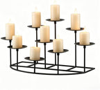 9-Tier Fireplace Candelabra Candle Holder, Modern Geometric Matte Black Metal Candle Stand with Stable Curved Base, 9 Pillar Candle Holder Centerpiece for Mantel, Table, Christmas, Wedding Decor by Unknown