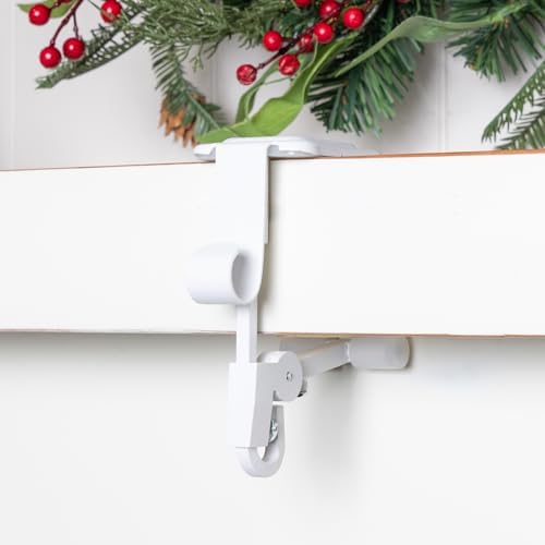 Fireplace Stocking and Garland Hanger with Two Hooks (3 Pack - White) - Image 3
