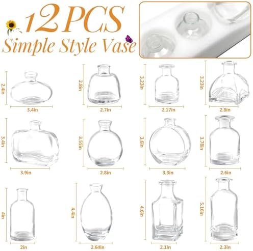 Mini Bud Vases As Wedding Centerpieces for Tables,Clear Bud Vases for Flowers,Small Flower Vases Suitable for Birthday Party,Anniversary,Wedding Reception,Baby Shower (Clear, 12 PCS) - Image 2
