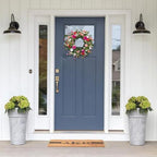 24" Wildflower Wreath for Front Door Daisy Lavender Floral Summer Front Door Wreath with Eucalyptus Greenery for Indoor Outdoor Easter Decor - Image 5