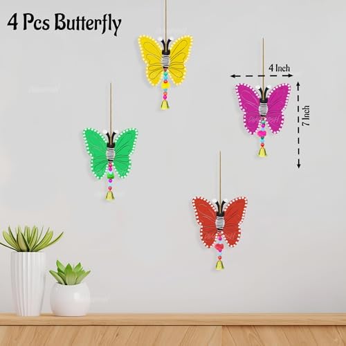 Divyakosh Wooden Birds with Butterfly Wall Hangings - Pack of 8, Multicolour (4 Pcs Bird + 4 Pcs Butterfly), Wall Hangings for Home Decoration, Birds and Butterflies Wall Hanging for Home Decoration - Image 5