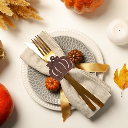 Roshtia 24 Pcs Wooden Fall Napkin Rings Thanksgiving, Pumpkin - Image 5