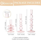 Glasseam Pink Tapered Candlestick Holders 3Pcs Glass Taper for Table Decor - Image 5